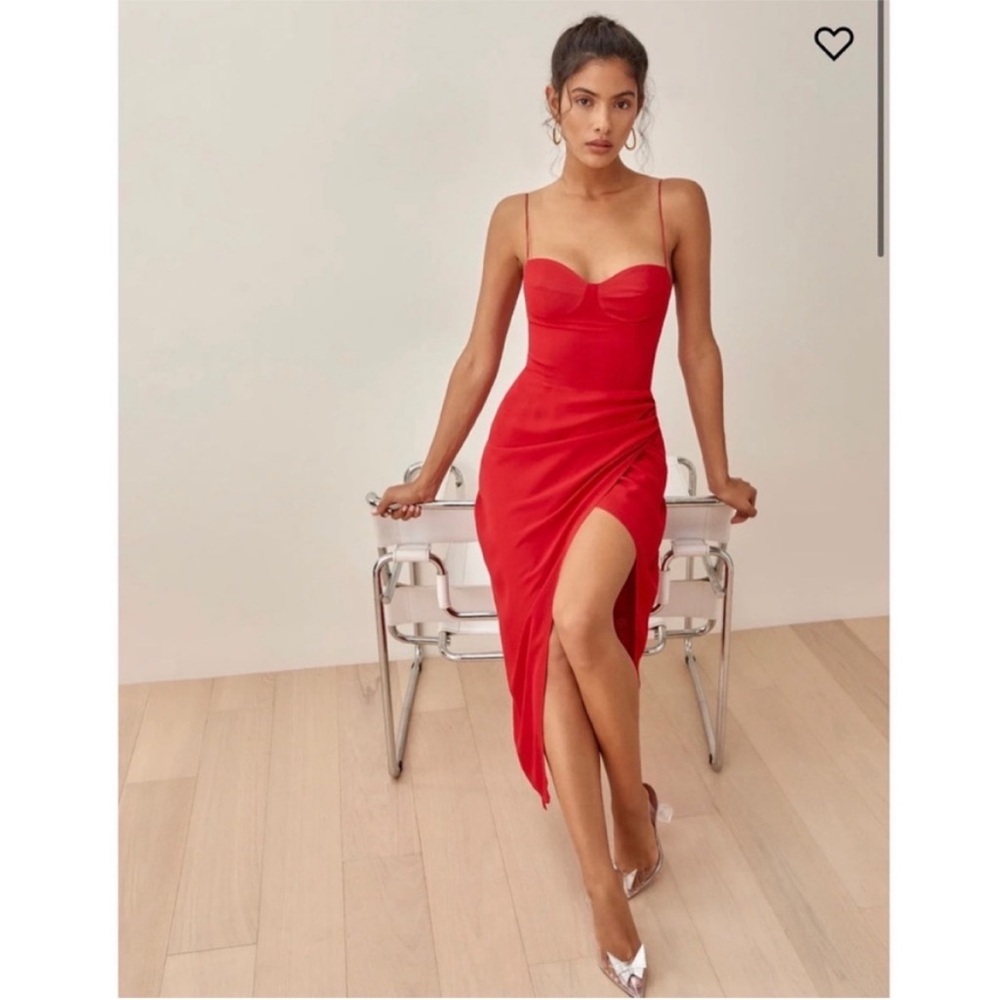 NWT Reformation Kourtney Dress in Cherry Red - Picture 5 of 13